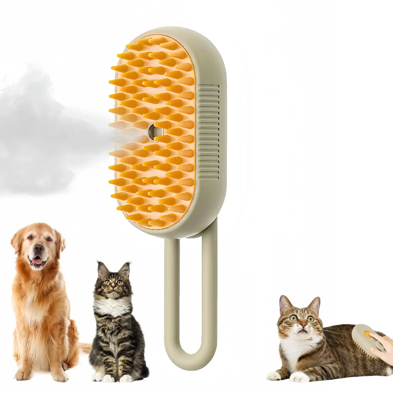 Escova 3 em 1 para Pets com Vapor e Massagem