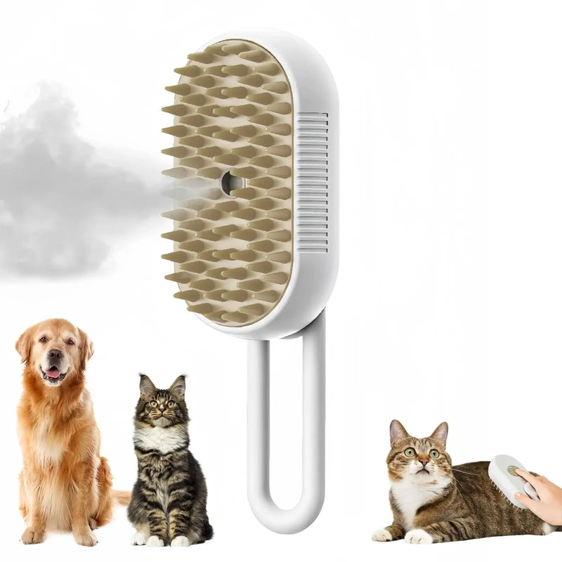Escova 3 em 1 para Pets com Vapor e Massagem