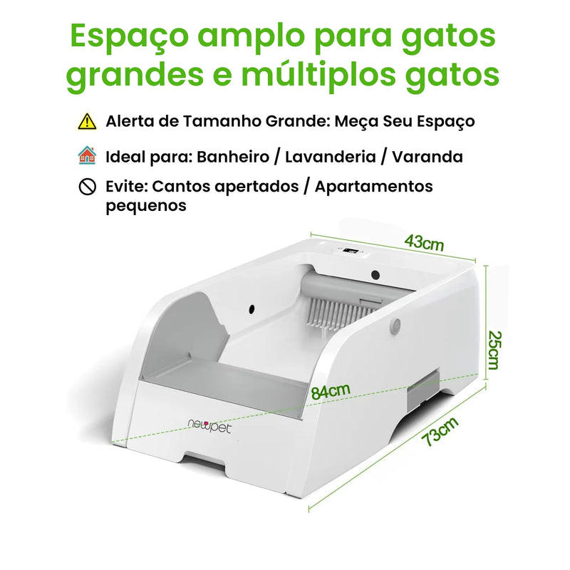 Caixa de areia automática para gatos com limpeza automática