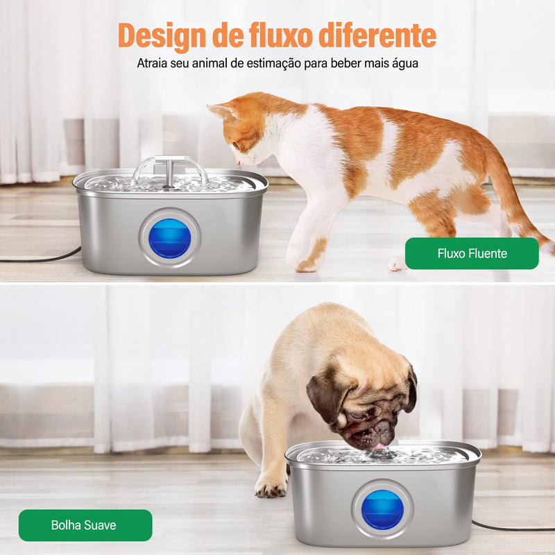 Bebedouro automático para gatos de 3,2L, aço inoxidável