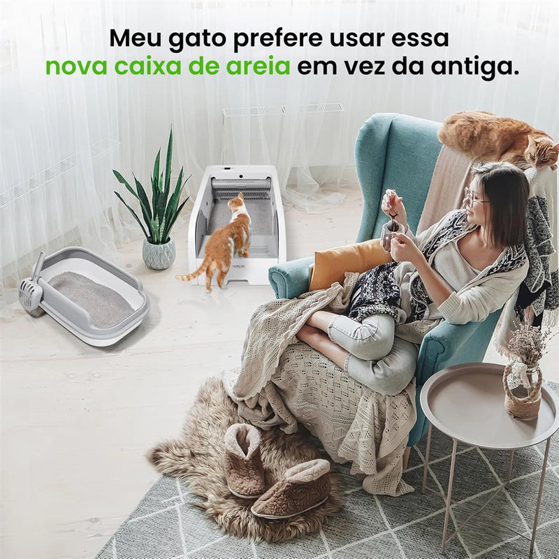 Caixa de areia automática para gatos com limpeza automática