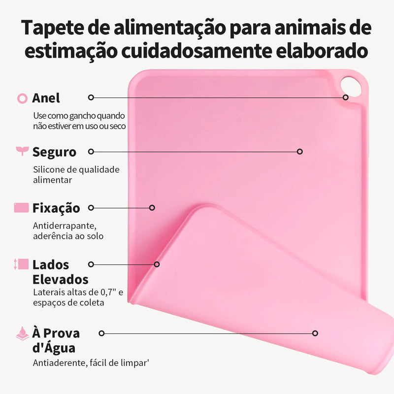 Tapete antiaderente e impermeável para alimentação de animais de estimação