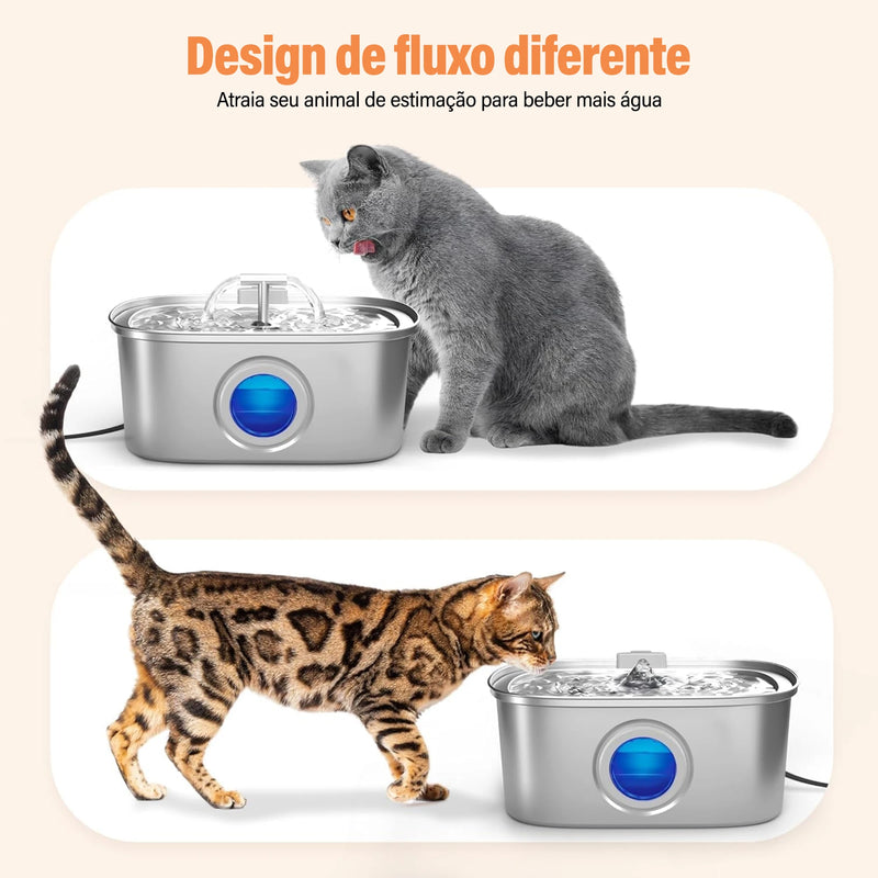 Bebedouro automático para gatos de 3,2L, aço inoxidável