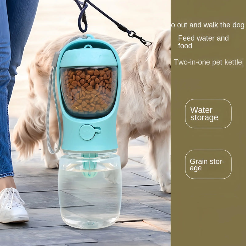 Garrafa 2 em 1 para Pets – Água e Ração em um Só Lugar!