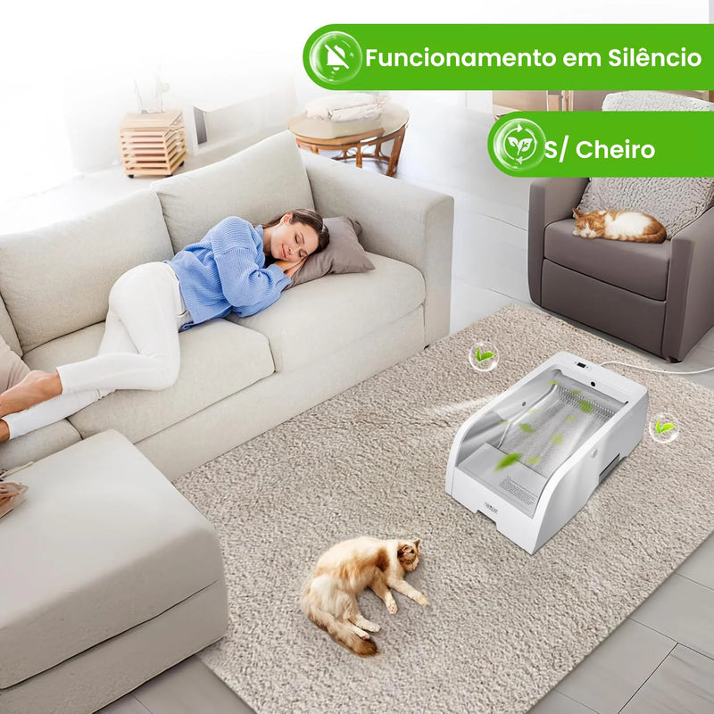Caixa de areia automática para gatos com limpeza automática